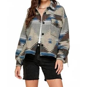 NEW TWENTY TEN aztec print shacket - plus in blue